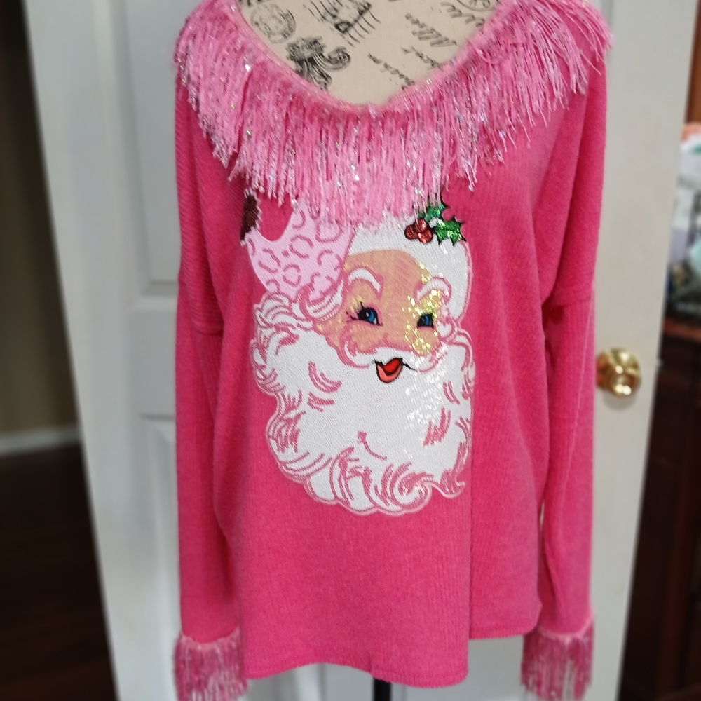 Pink Santa Face Sweater